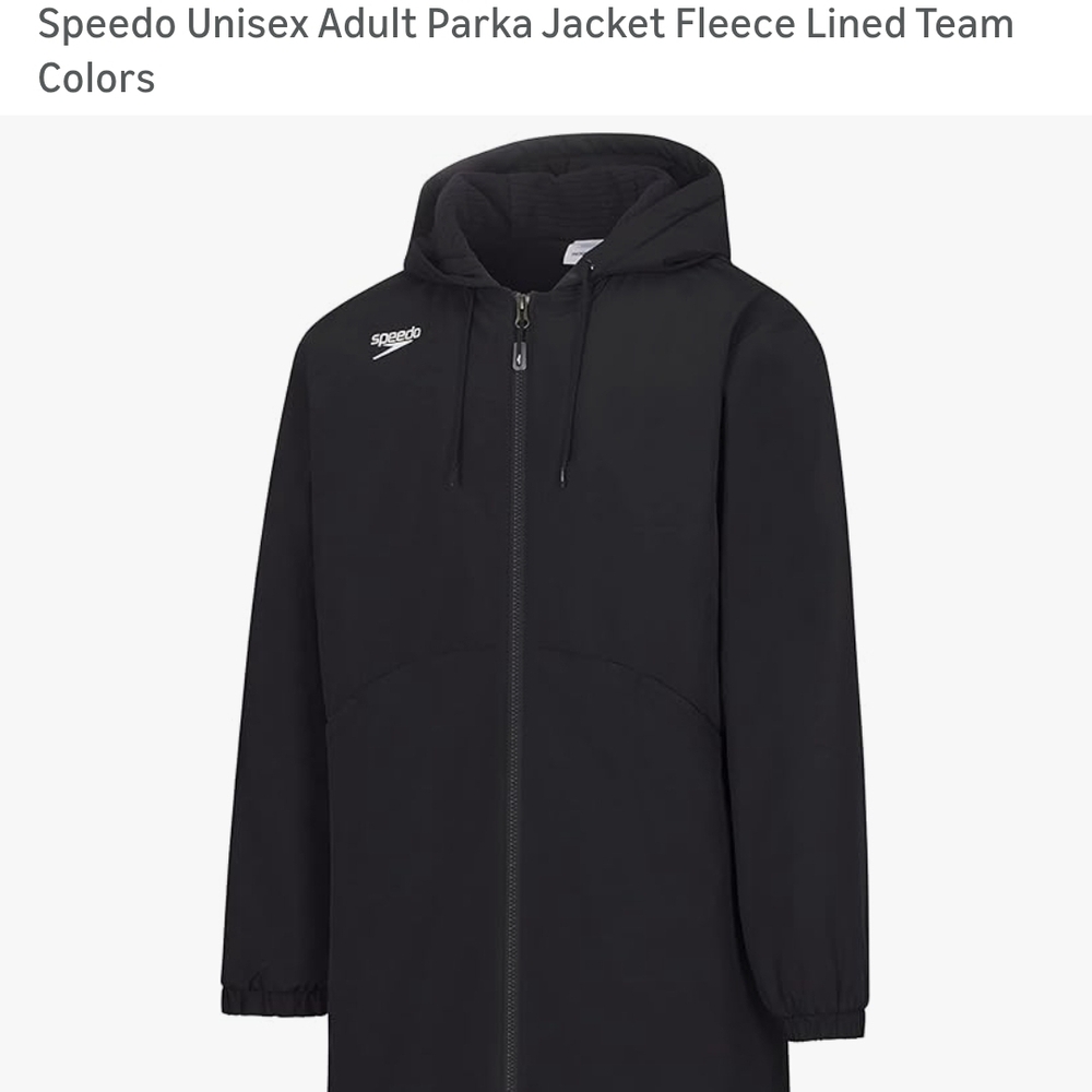 Speedo Black Unisex Parka Jacket with Hood